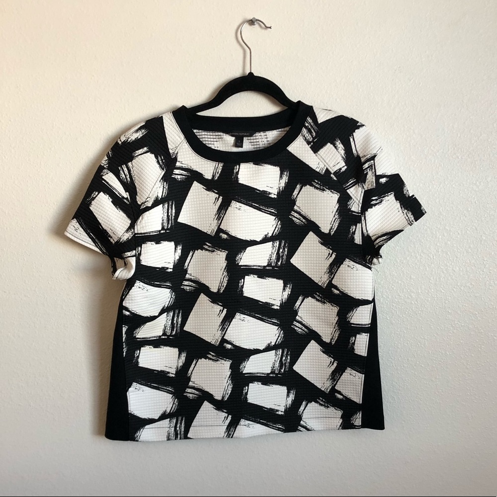 Structured black and white top